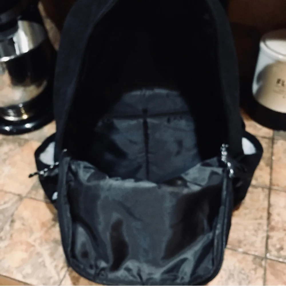 Black courderoy corduroy cotton ribbed knit backpack bag school college dorm